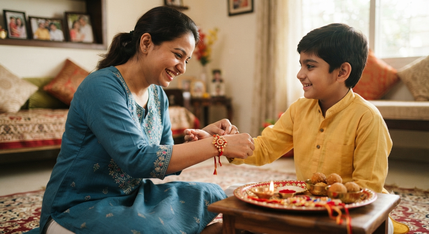 Raksha Bandhan 2026 celebration with sister tying Rakhi on brother's wrist